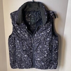 Gap Women's Large  Floral Puffer Vest Primaloft   with pockets
